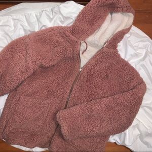 Pink sherpa reversible jacket